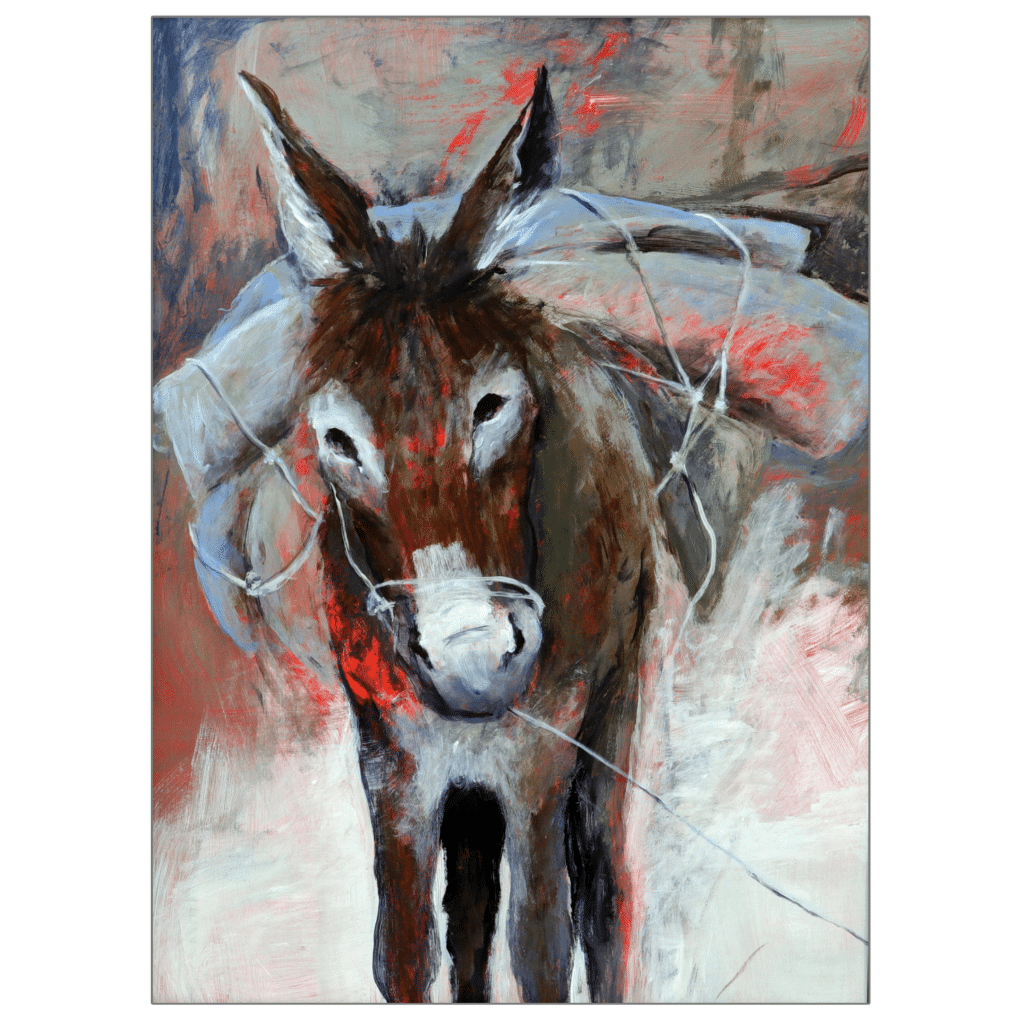 Kunstkaart 10 met als onderwerp het schilderij 'Ezeltje' van Wijnie van Maanen Ward's art