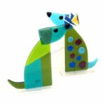 Atelier Trinette glas Ward's art Hond groen geel rood groen blauw