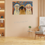 Schaap Schilderij Willy van Wikselaar Wards's art oranje brons geel rood blauw wit