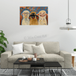 Schaap Schilderij Willy van Wikselaar Wards's art oranje brons geel rood blauw wit
