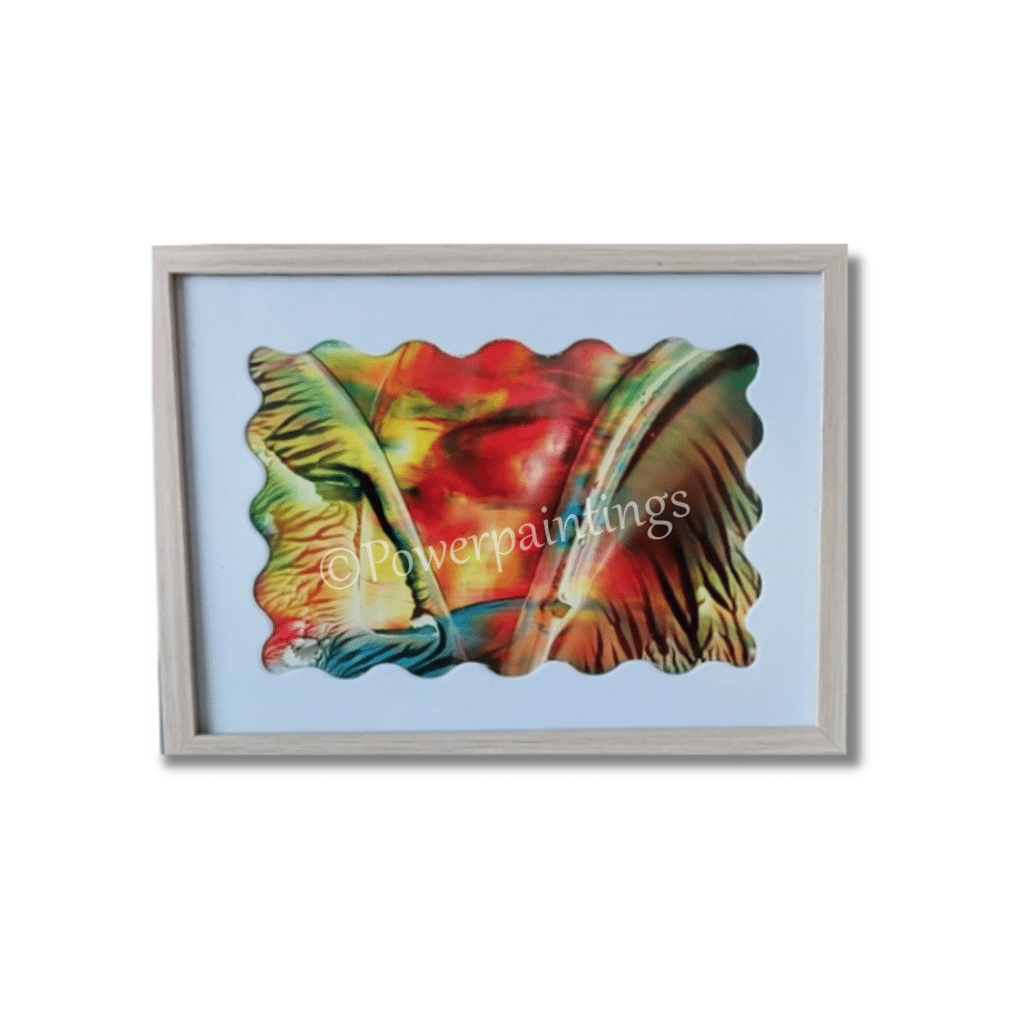 Vuur 20x15 cm 34.95 - handgemaakt door Leontien van der Plaats Ward's art geel rood groen blauw