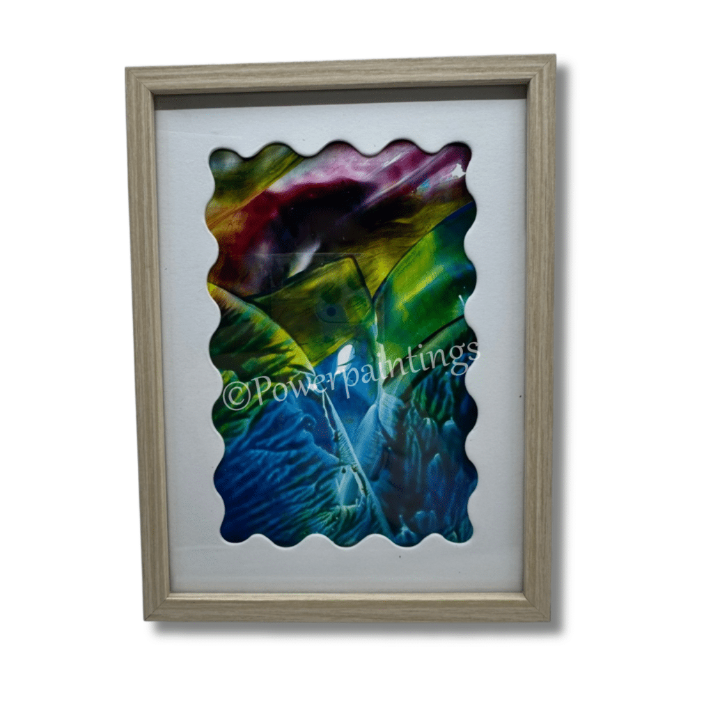 Overgang 15x20 cm 34.95 - handgemaakt door Leontien van der Plaats Ward's art Roze geel groen blauw