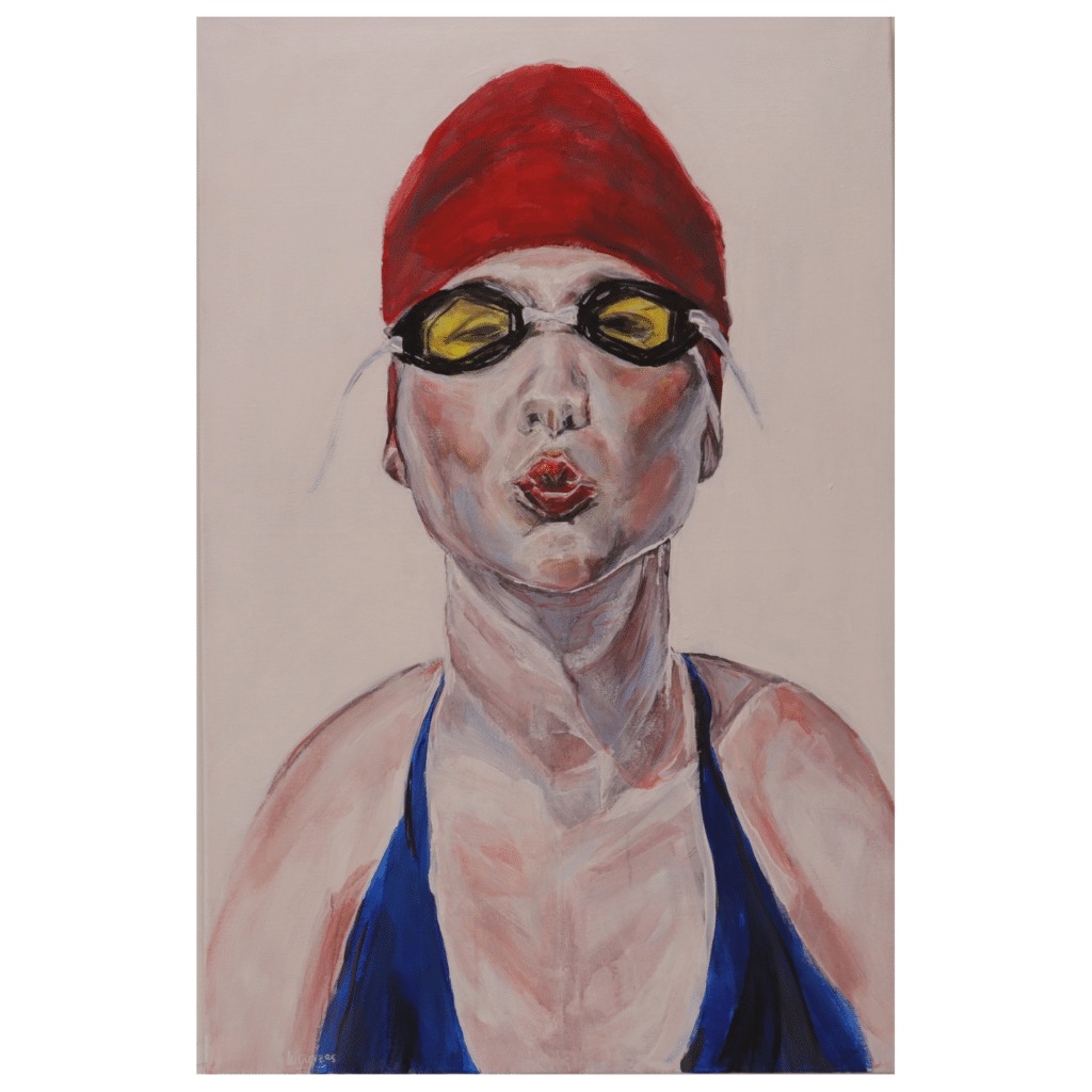 Kunstkaart 3 gemaakt van schilderij 'de Zwemster' van Henk Wouters Ward's art