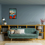 De verleiding ligt aan zee 40x60cm 695 - handgemaakt door Herbert Immer Willems Ward's art blauw rood groen