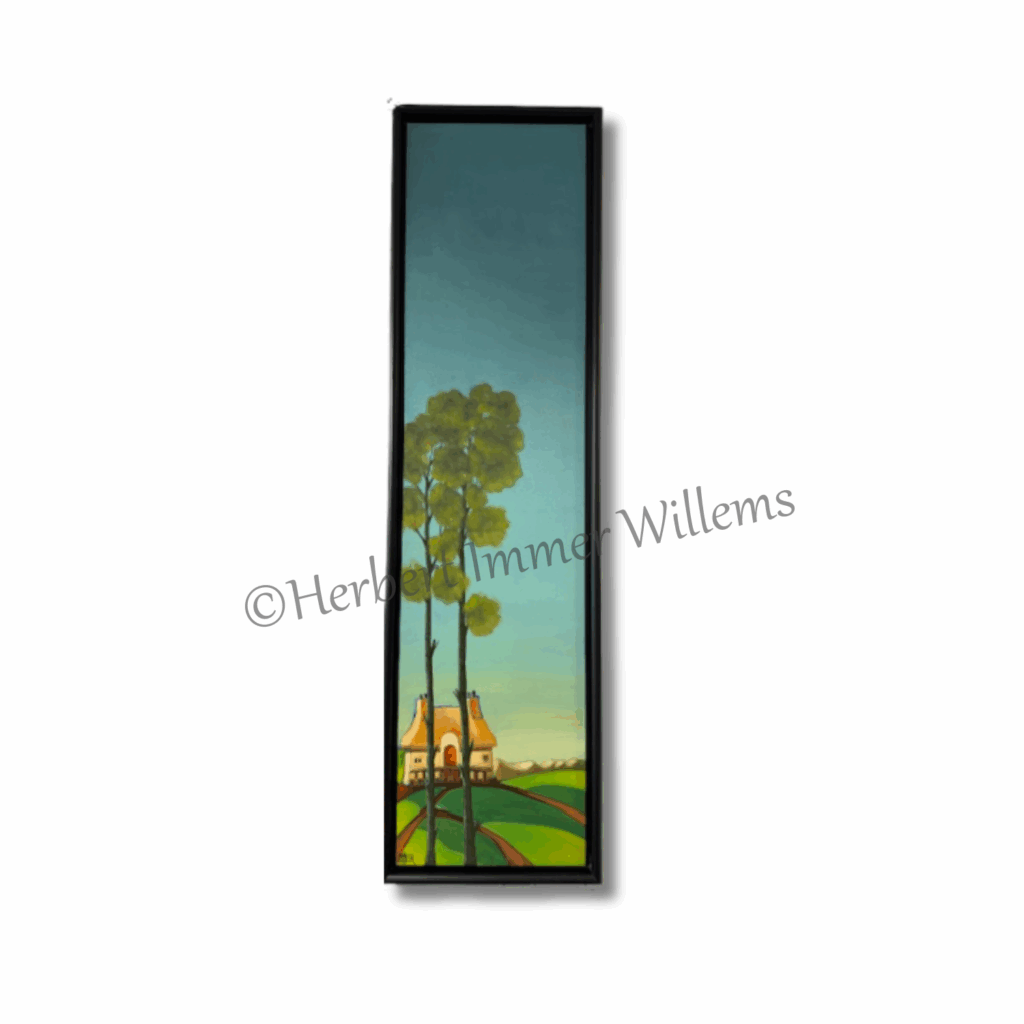 Samen op weg 40 x 120 cm 850 - handgemaakt door Herbert Immer Willems groen blauw boom Ward's art