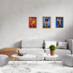 Muzikant 1 33 x 43 cm incl lijst 175 - handgemaakt door Suzanne de Witte Ward's art blauw rood geel Schilderij