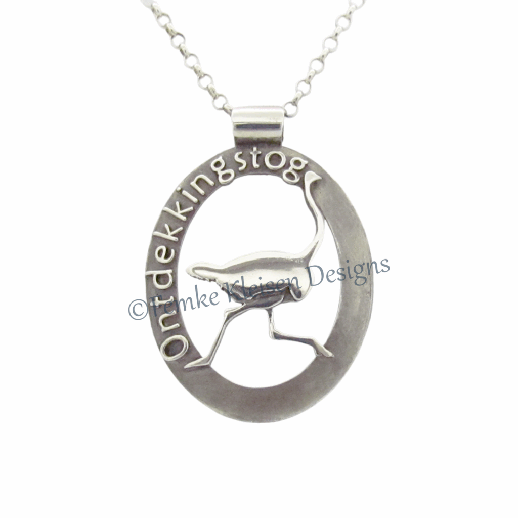 Femke Kleisen Designs Ward's art Goudsmid Zilver Goud Hanger Struisvogel
