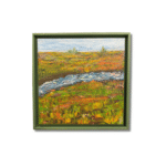 5575 Herfst 45 x 45 cm 345 - handgemaakt door Evert van Beek Ward's art Groen bruin oranje lucht acryl schilderij