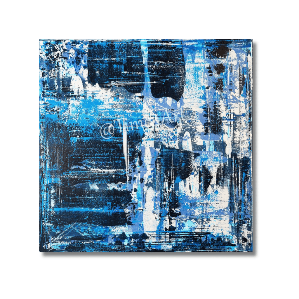 5656 Antarctica 90 x90 cm 695 - handgemaakt door Time4Art -Dic Gaasbeek Blauw wit, Ward's art Schilderij Abstract