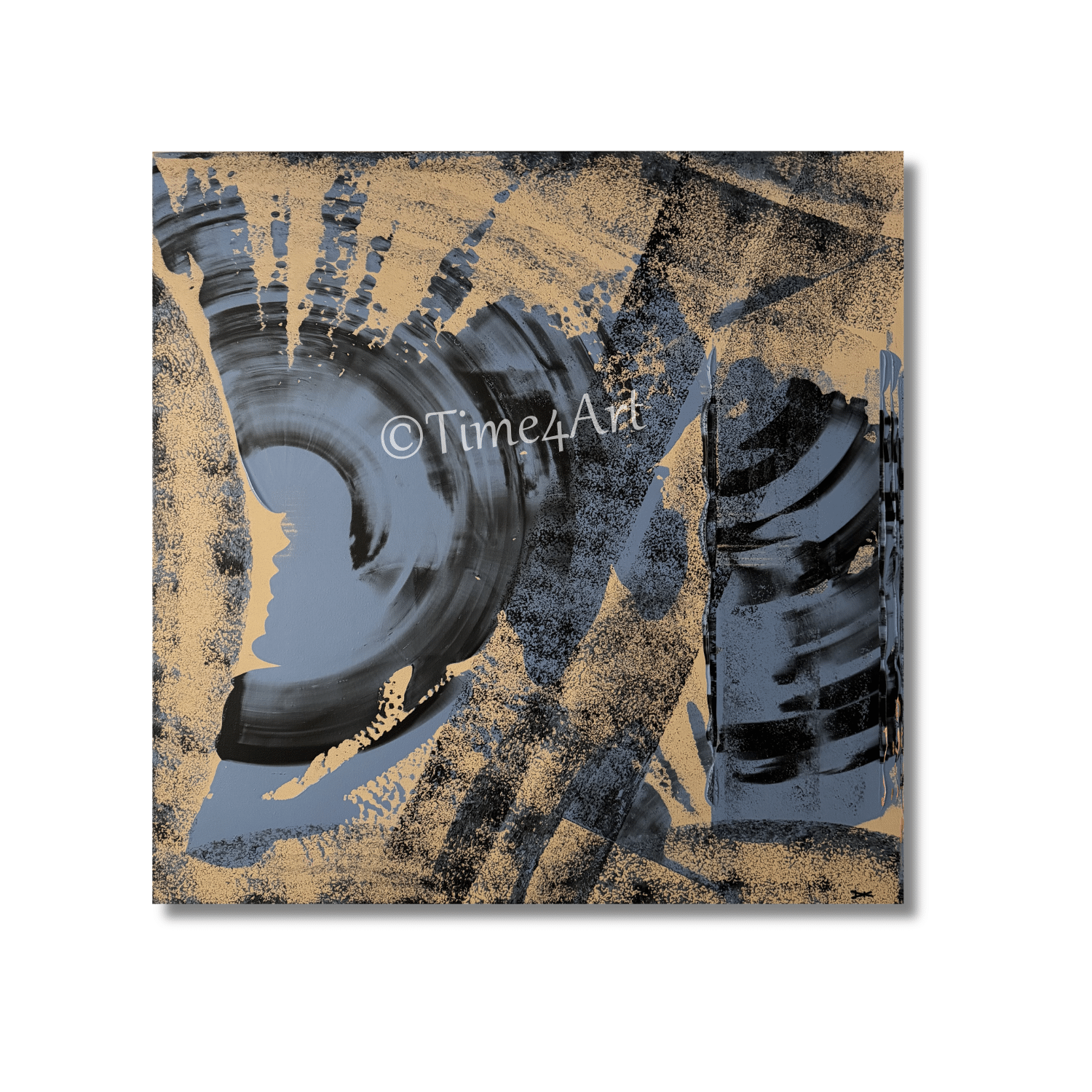 5753 Donut 2 90 x 90 cm 695 (2) - handgemaakt door Time4Art Dic Gaasbeek Crème blauw zwart abstract Ward's art