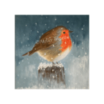 5782 Roodborstje in de sneeuw43 x 43 cm 250 - handgemaakt door Trinnette Korver van Atelier Trinette